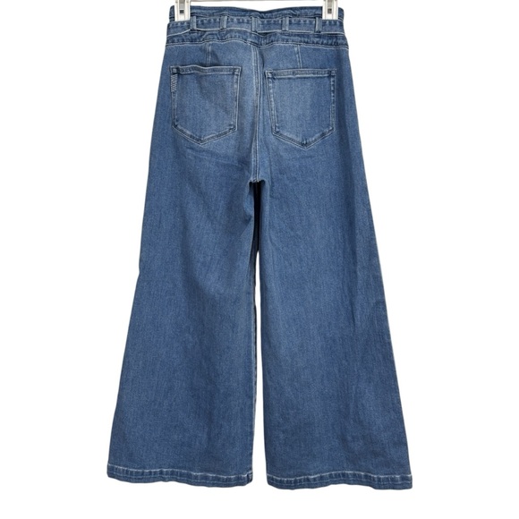 PAIGE Wide Leg Frankie Inset Belted Cropped Blue Bristol Jeans Women’s size 25 - Picture 9 of 14